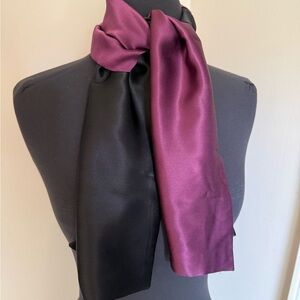 Black and Plum silk Satin Scarf - Women's Accessory